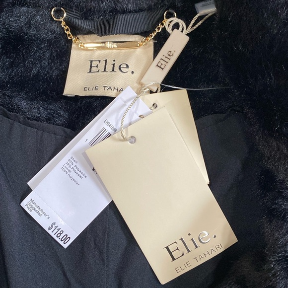 Elie Elegant Black Faux Fur Jacket - Picture 3 of 10